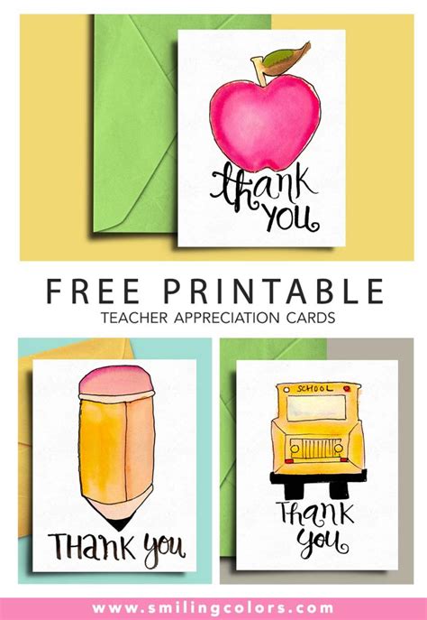 Teacher Appreciation Free Printable Cards